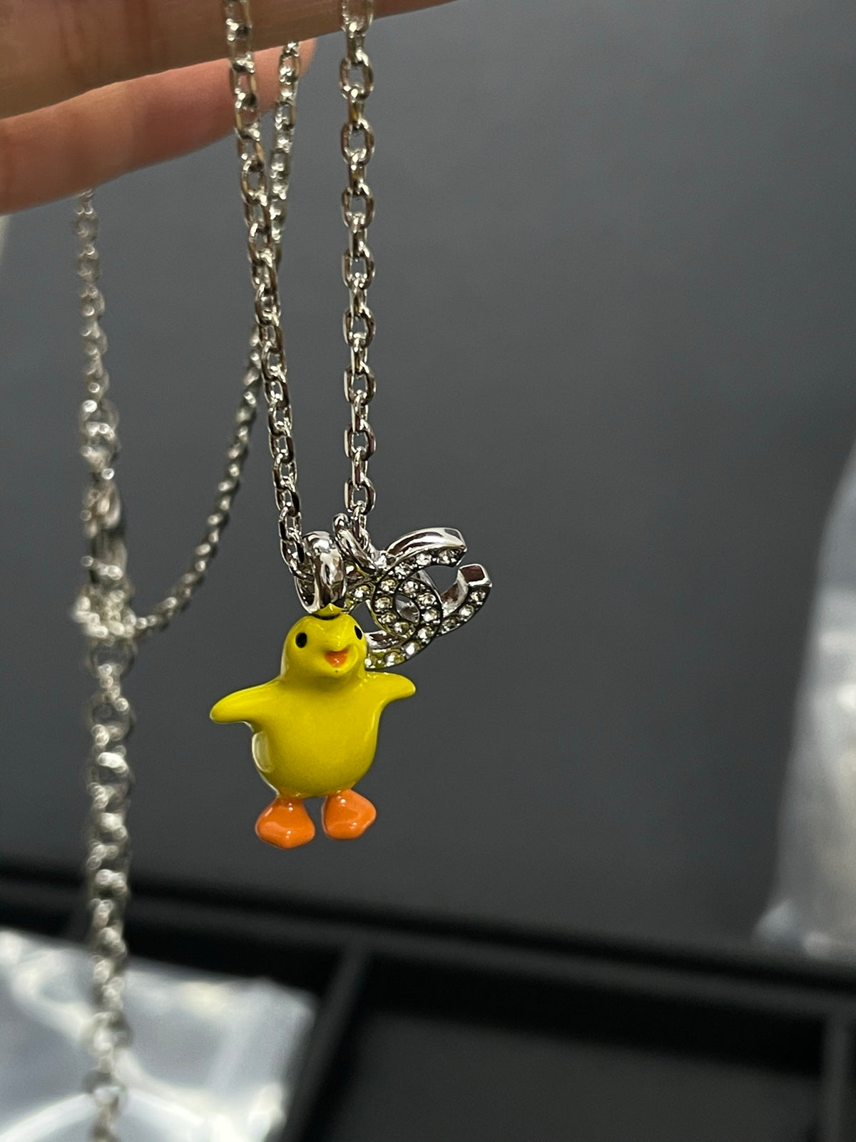 Yellow Bear & Interlocking-C Charm Necklace