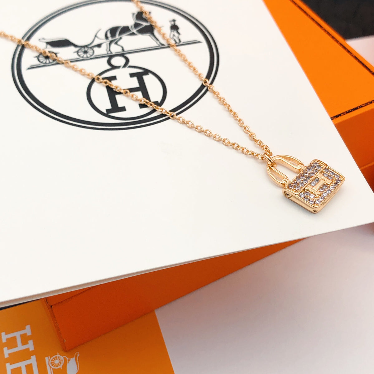 H-Motif Padlock Pendant Necklace