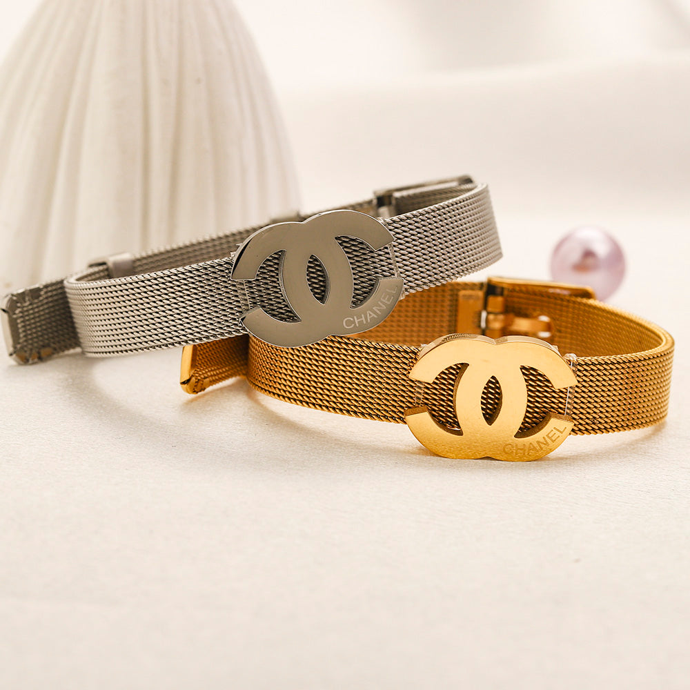 304 Stainless Steel Mesh Belt Interlocking-C Bracelet