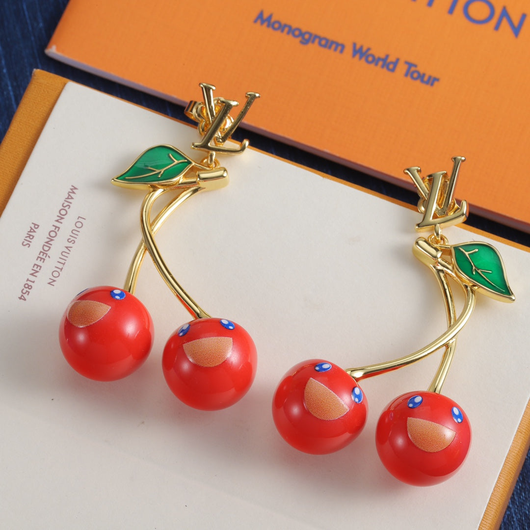 Red Cherry Drop Earrings