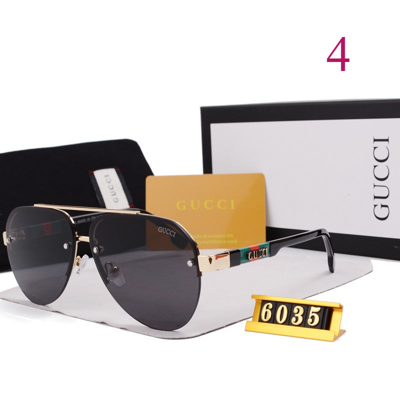Rimless Round Sunglasses with Wide Metal Brow Bar