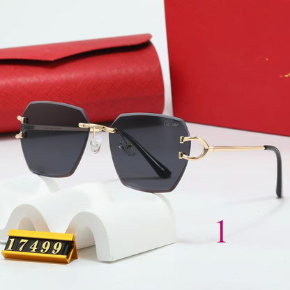 Rimless Square Sunglasses with Broad Sculpted Temples