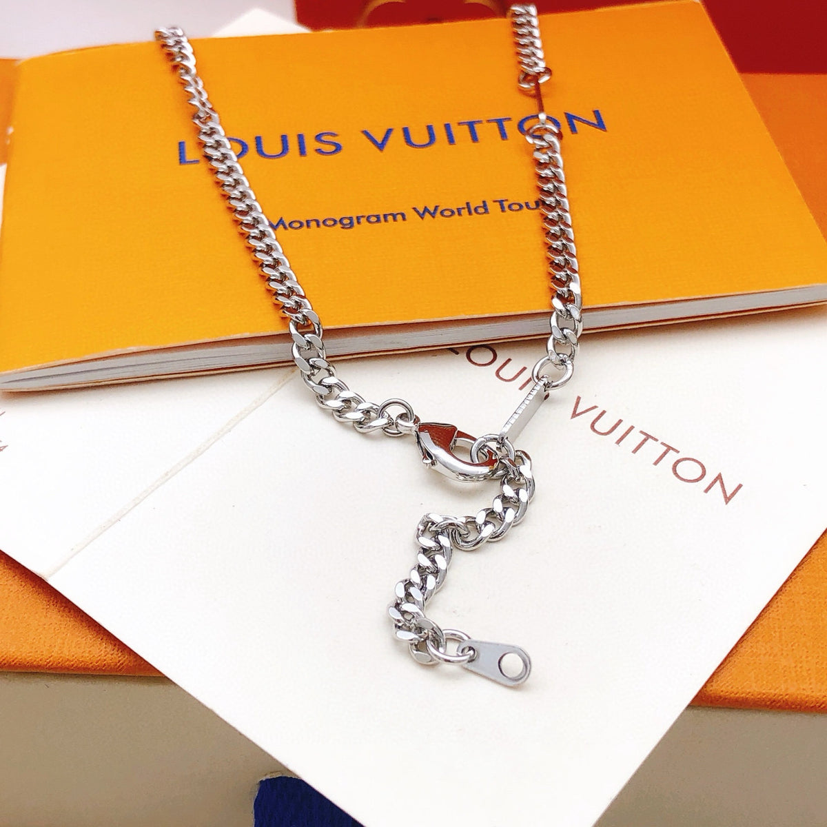 Large Monogram Pendant Chain Necklace