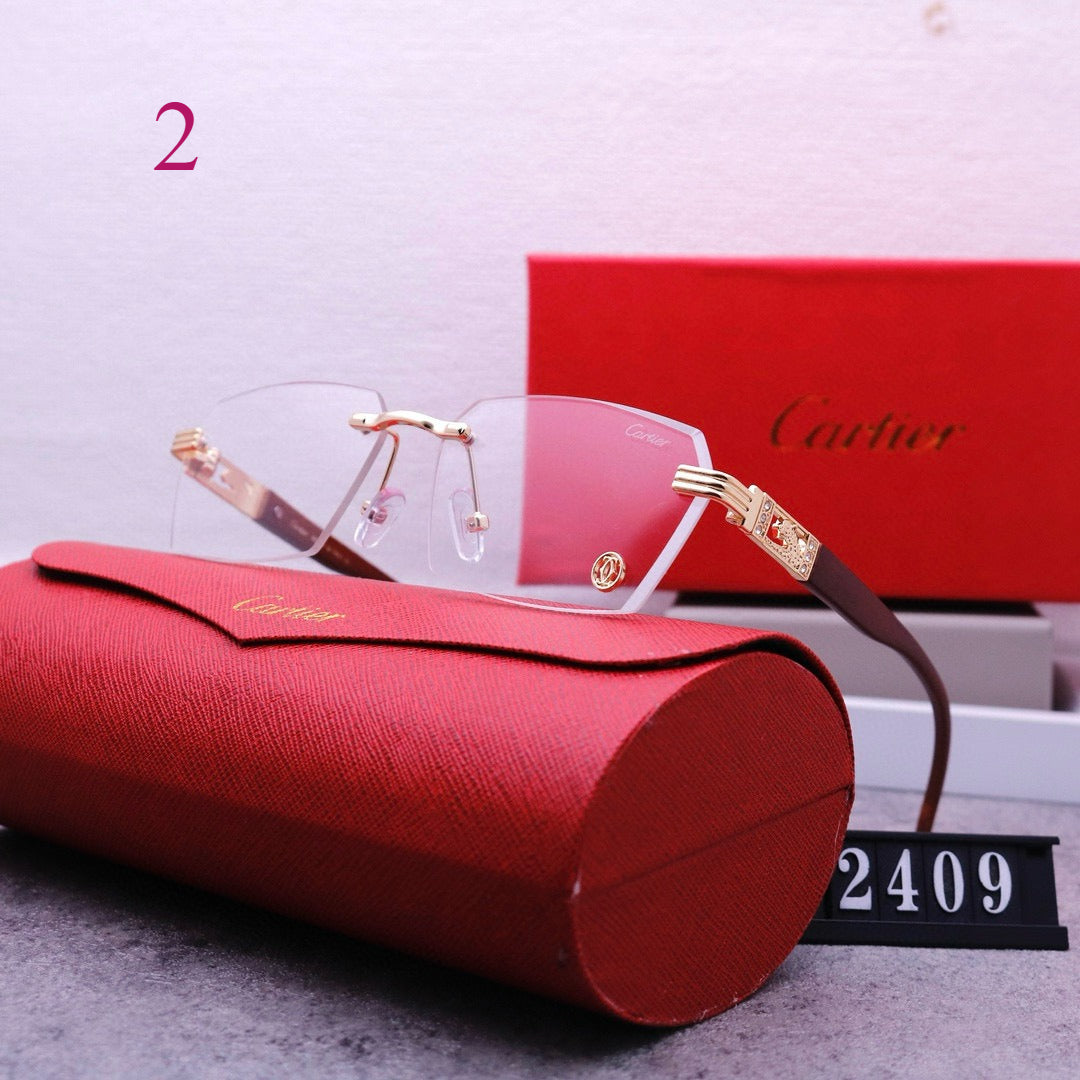 Slim Rimless Sunglasses with Ornate Temple Detail