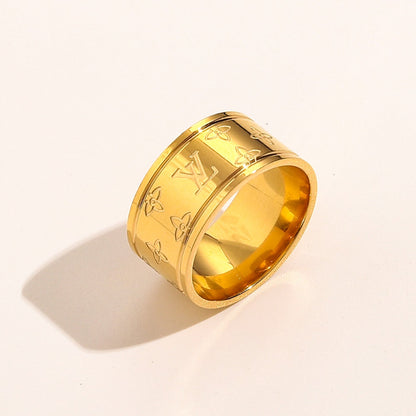 Copper Zirconium Real Gold Plated Ring,Rings Collection、L*V  Series
