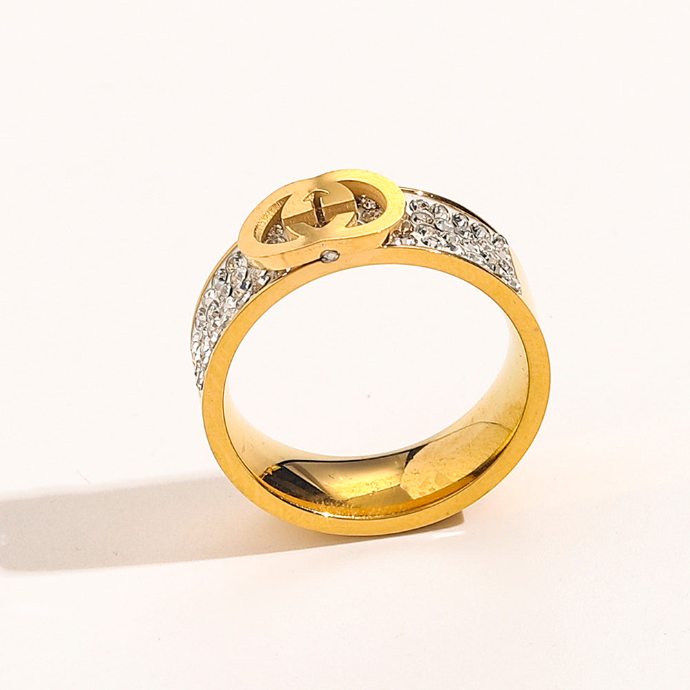 Copper Zirconium Real Gold Plated Ring,Rings Collection、GU*CI  Series