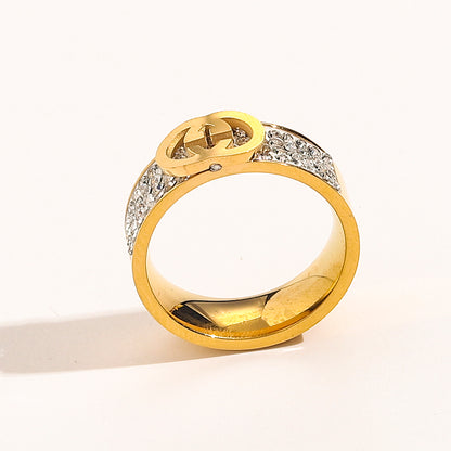 Copper Zirconium Real Gold Plated Ring,Rings Collection、GU*CI  Series