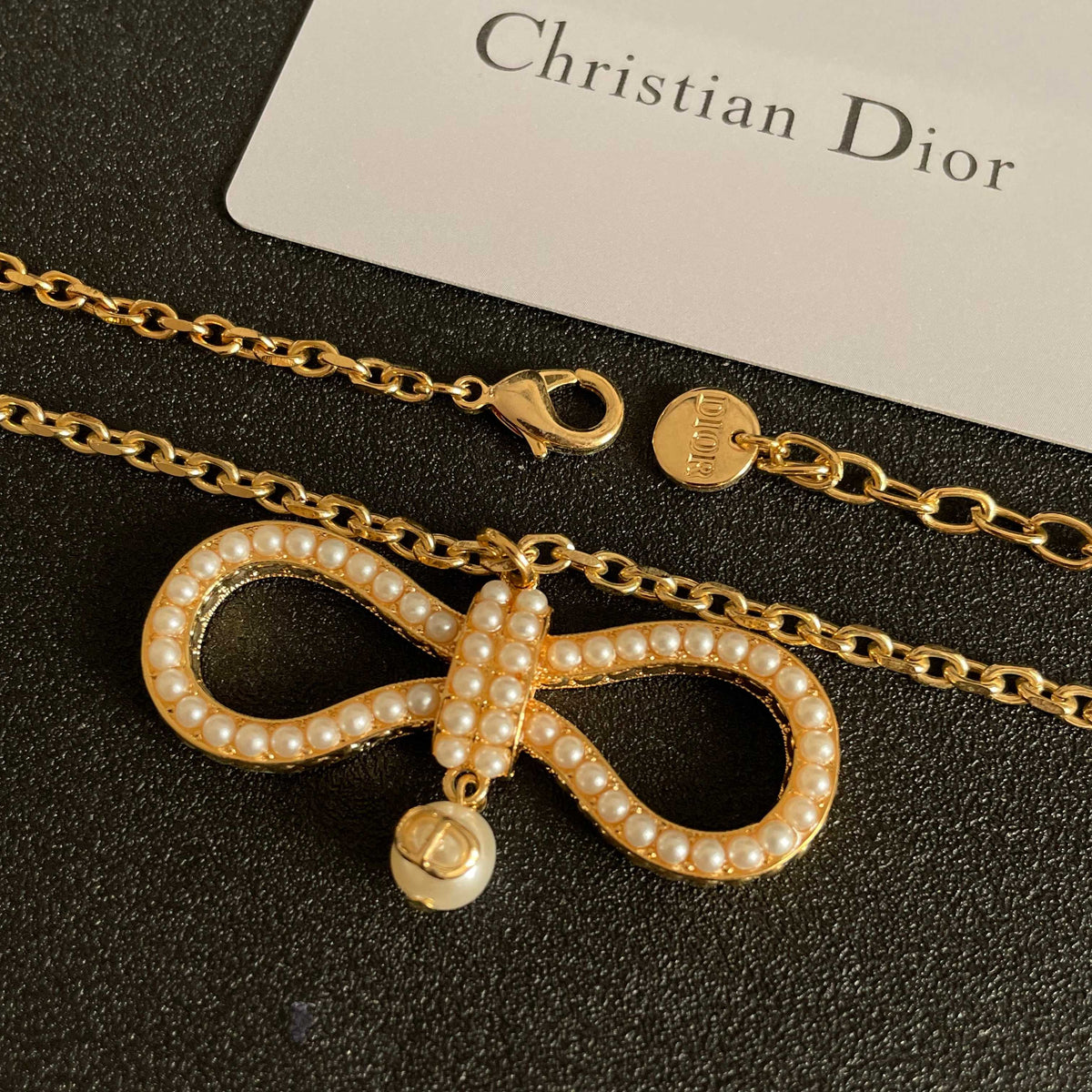 Pave Infinity Pendant Necklace with Pearl-Look Drop