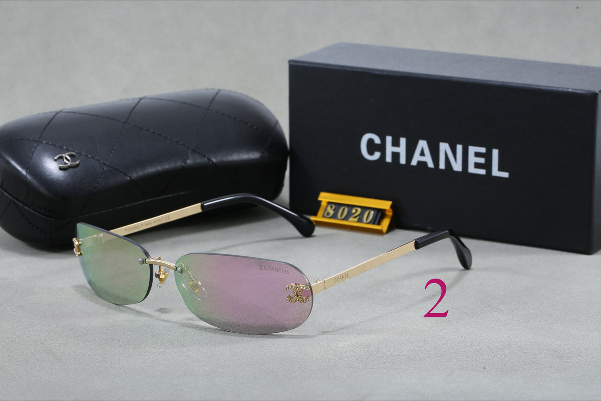 Slim Oval Sunglasses with Metal Rims