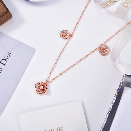 Rose Motif Station Necklace