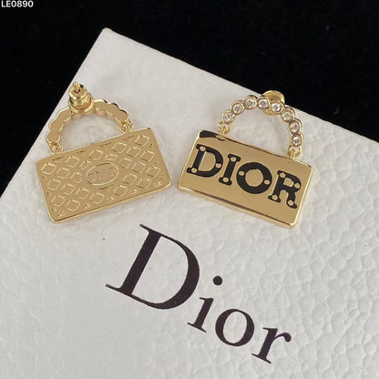 Chain-Top Letter Plaque Stud Earrings