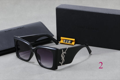 Square Cat-Eye Sunglasses with Monogram Temples