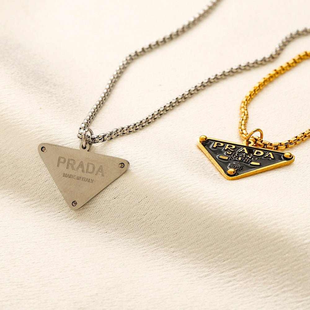 304 Stainless Steel Triangle Pendant Necklace - Style Options