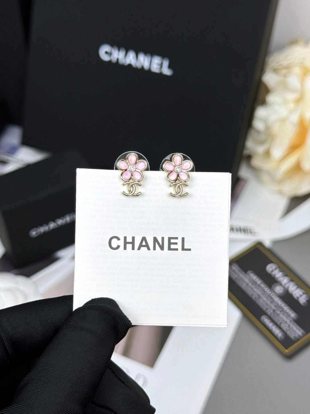 Pink Petal Flower Drop Earrings