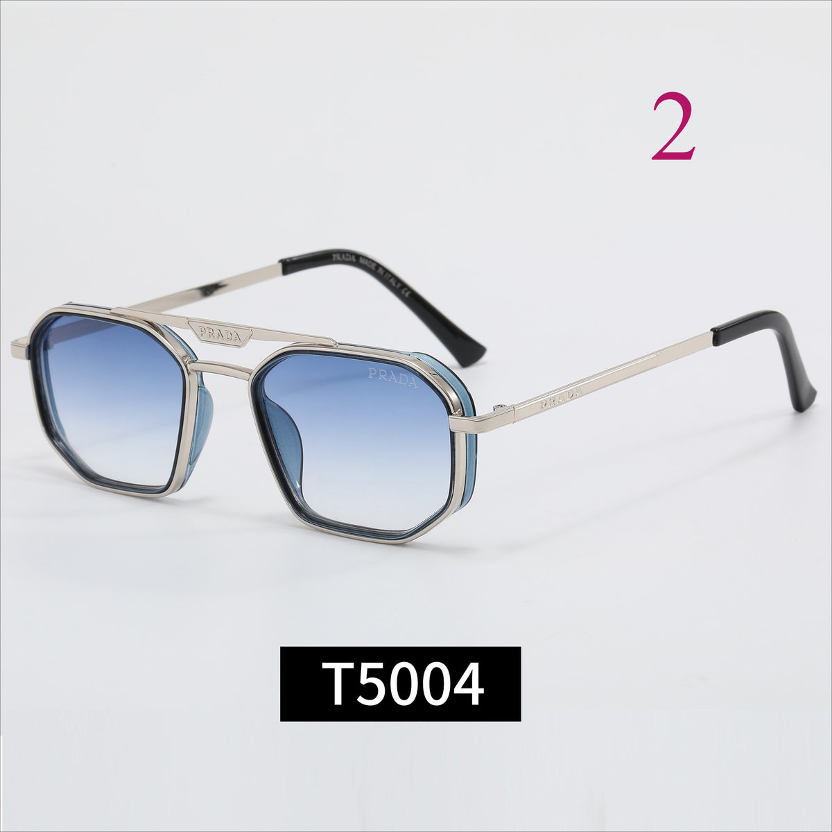 Rounded Square Sunglasses with Double Bridge