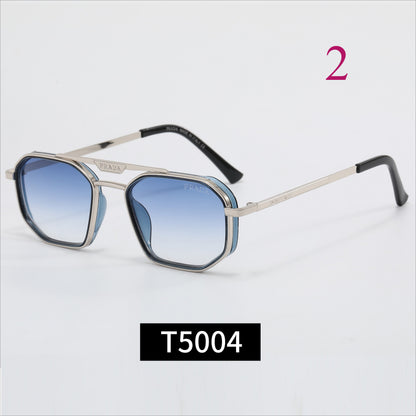 Rounded Square Sunglasses with Double Bridge