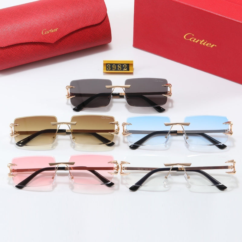 Wide Rectangular Rimless Sunglasses