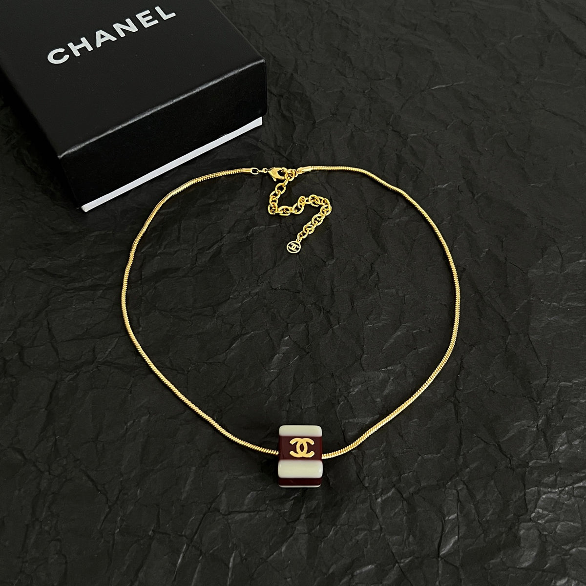 Striped Interlocking-C Pendant Necklace