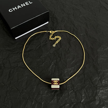 Striped Interlocking-C Pendant Necklace