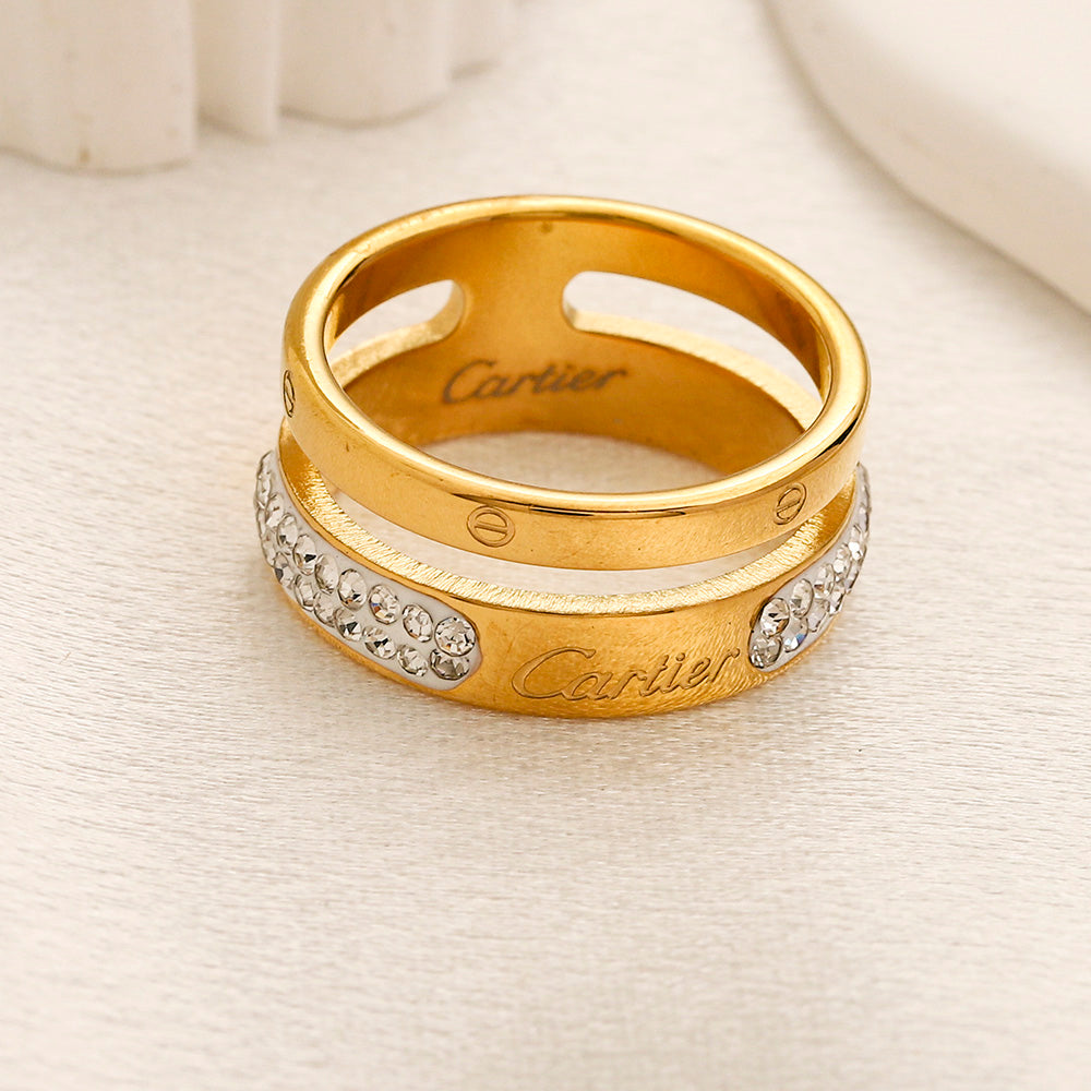 Copper Zirconium Real Gold Plated Ring,Rings Collection、Cart*er   Series