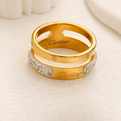 Copper Zirconium Real Gold Plated Ring,Rings Collection、Cart*er   Series