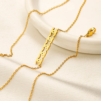 304 Stainless Steel Triple Interlocking-C Bar Necklace