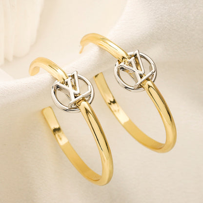 Copper Double Monogram Hoop Earrings