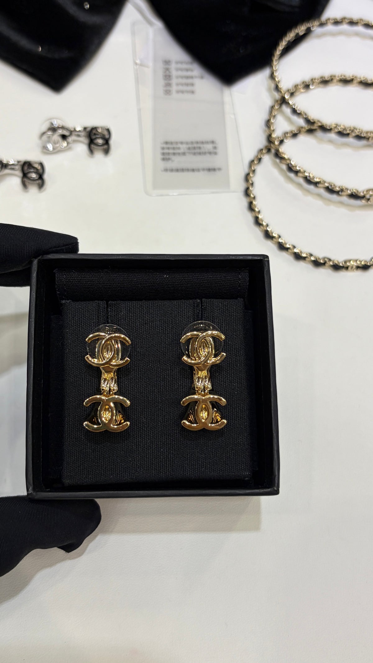Double Interlocking-C Link Drop Earrings