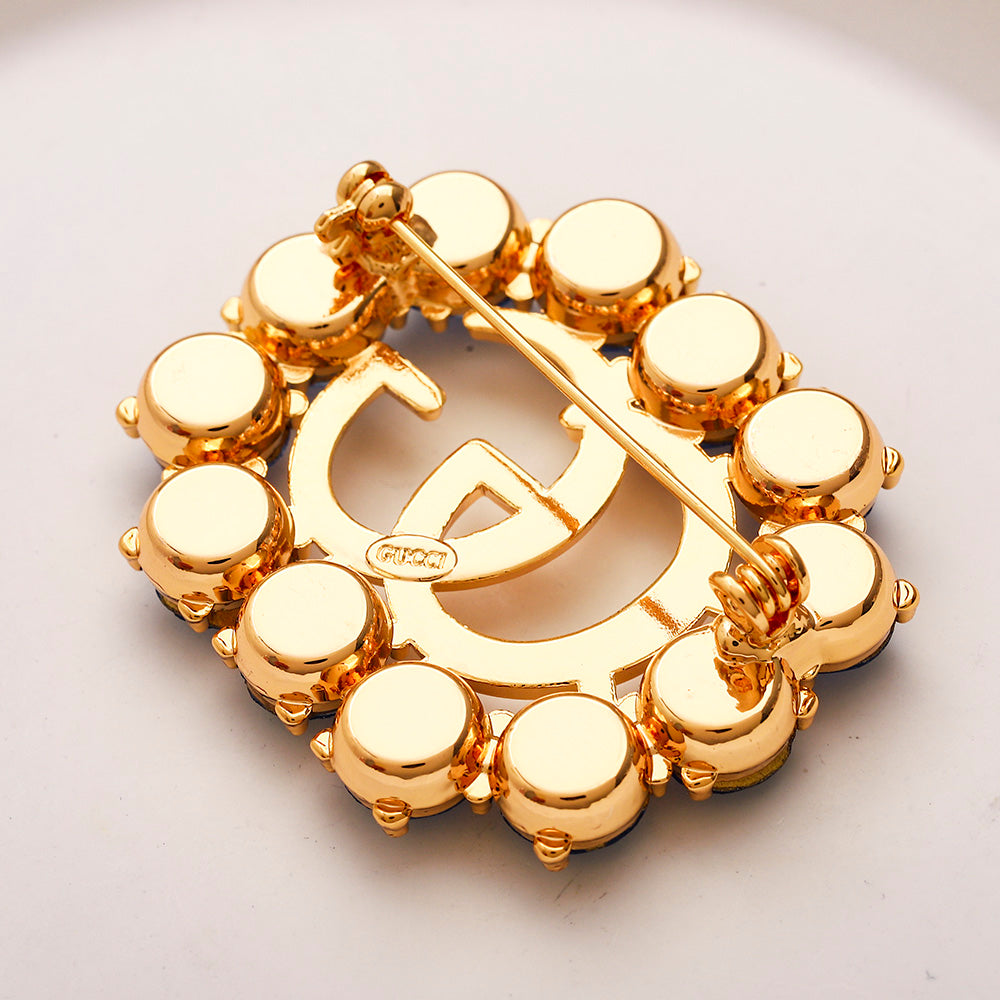 Alloy Stamped Real Gold Plated Brooch,Brooches Collection、GU*CI Series