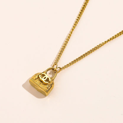 304 Stainless Steel Mini Handbag Pendant Necklace