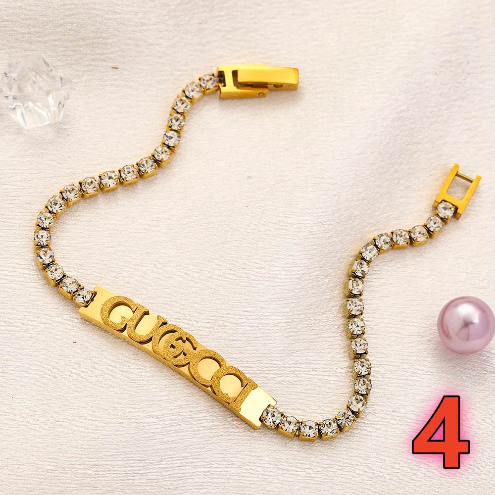 304 Stainless Steel Letter-Bar Curb Chain Bracelet - 4 Style Options