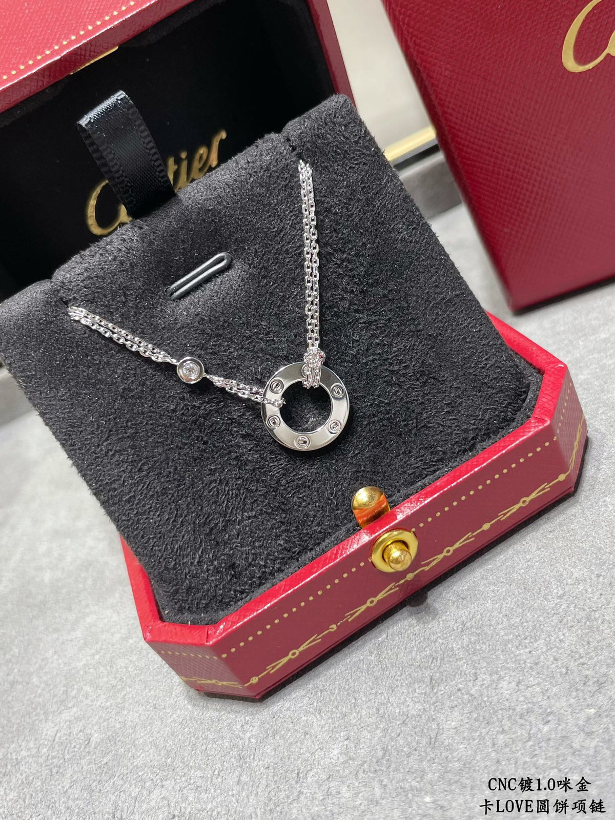 Double-Chain Studded Circle Necklace