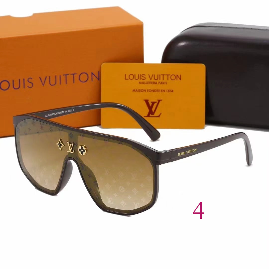 Flat-Top Monogram Shield Sunglasses with Wide Temples