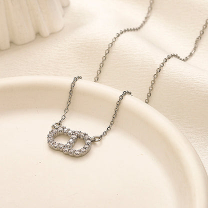 Copper Pave Oval Monogram Pendant Necklace