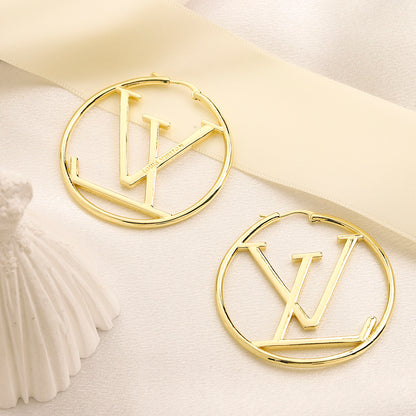 Copper Oversized Monogram Hoop Earrings