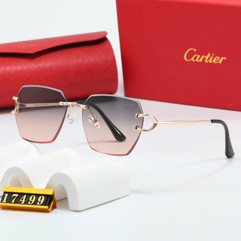 Rimless Square Sunglasses with Broad Sculpted Temples
