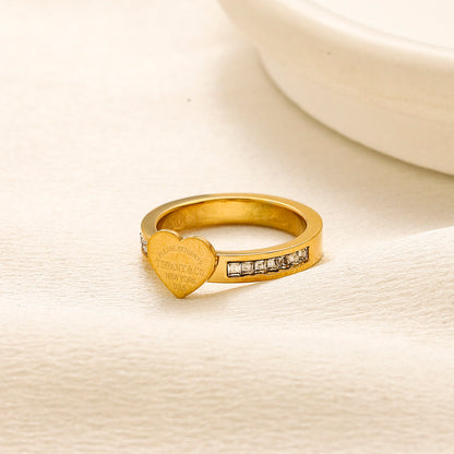 Copper Zirconium Real Gold Plated Ring,Rings Collection、T*ffany  Series