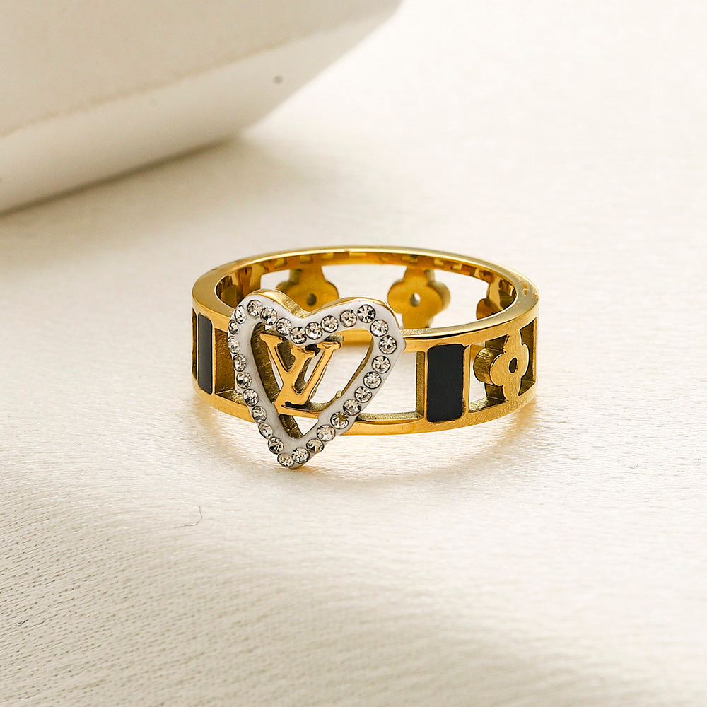 Copper Zirconium Real Gold Plated Ring,Rings Collection、L*V  Series