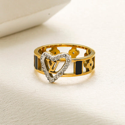 Copper Zirconium Real Gold Plated Ring,Rings Collection、L*V  Series