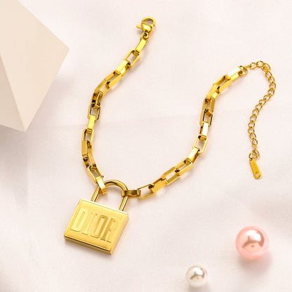 304 Stainless Steel Square Tag Paperclip Bracelet & Necklace - Individual or Set