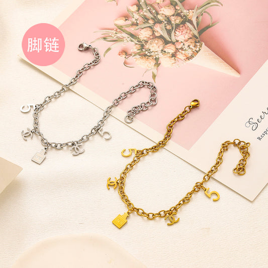 304 Stainless Steel Anklet,CH*NEL Series、Anklet Collection