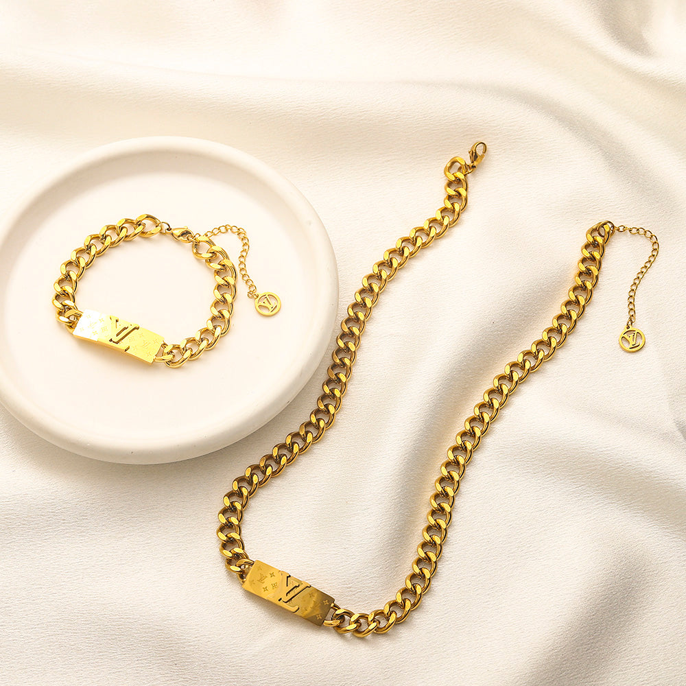 Set Collana Bracciale in Acciaio Inox 304