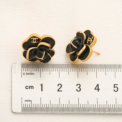 Alloy Colorful Camellia Flower Stud Earrings