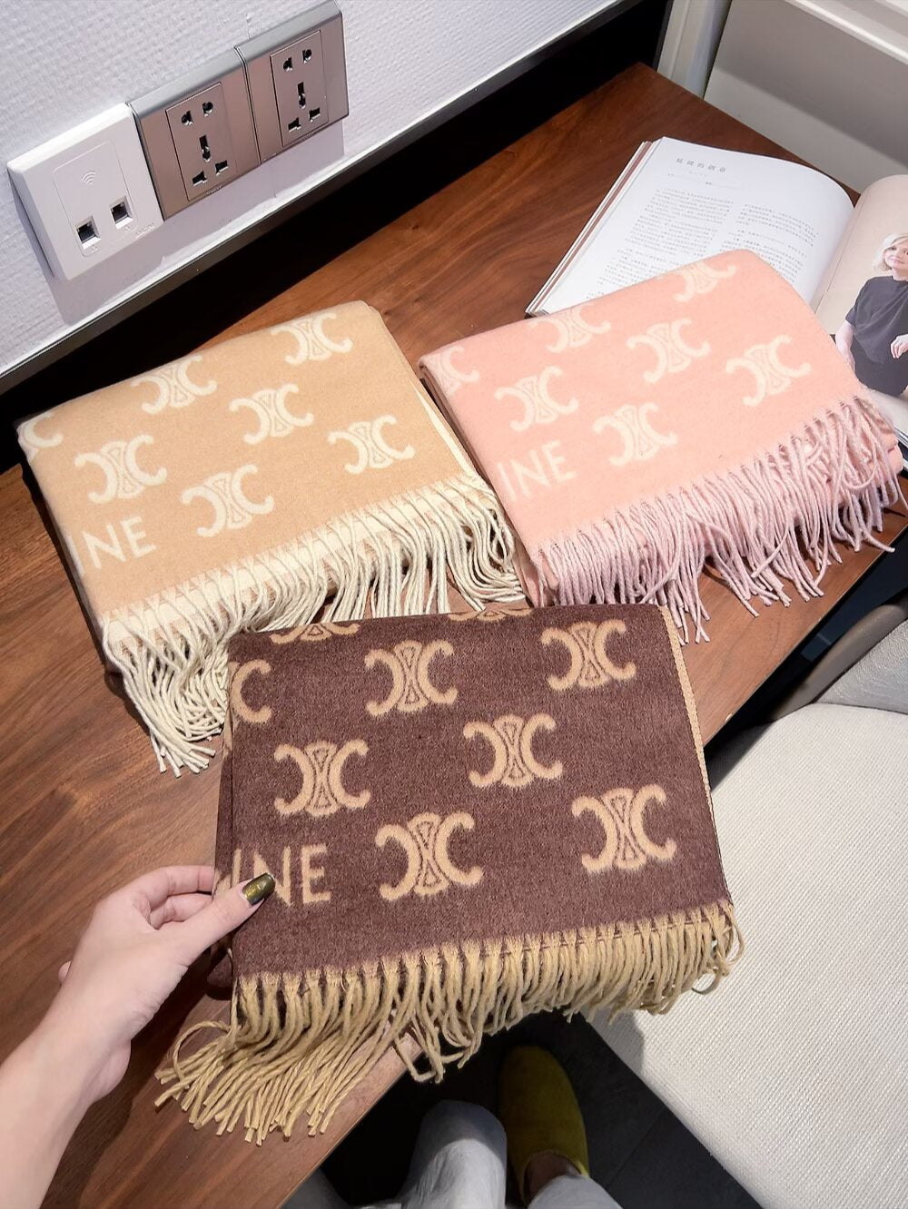 Repeating Motif Scarf with Fringed Ends