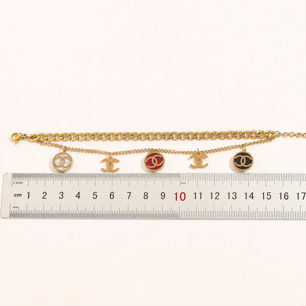 304 Stainless Steel Layered Round Charm Bracelet & Necklace - Individual or Set