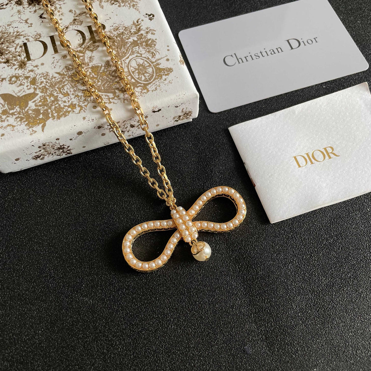 Pave Infinity Pendant Necklace with Pearl-Look Drop