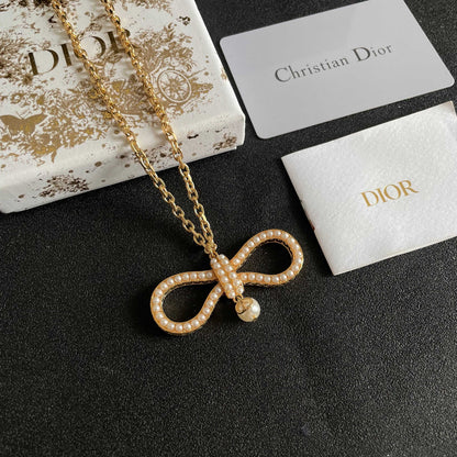 Pave Infinity Pendant Necklace with Pearl-Look Drop
