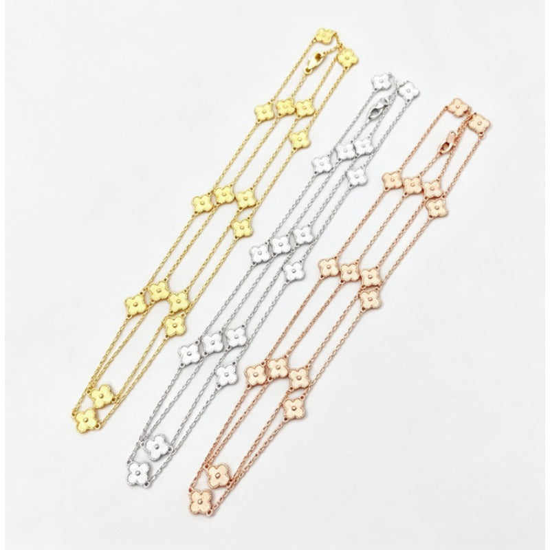 Paperclip & Floral Station Necklace