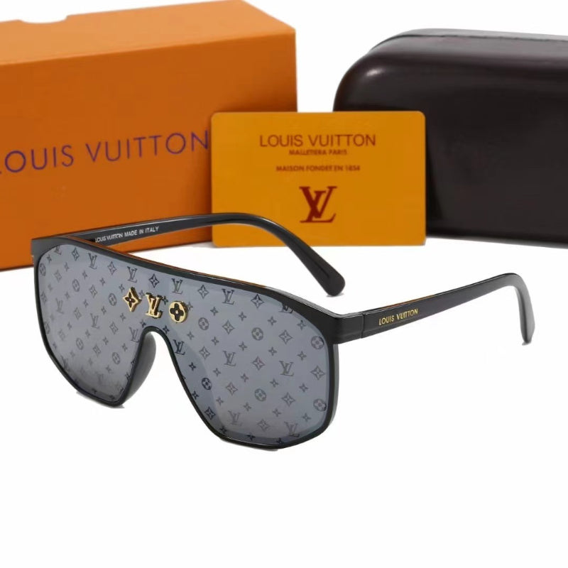 Flat-Top Monogram Shield Sunglasses with Wide Temples