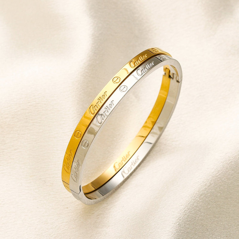 304 Stainless Steel Polished Engraved Slim Bangle Bracelet